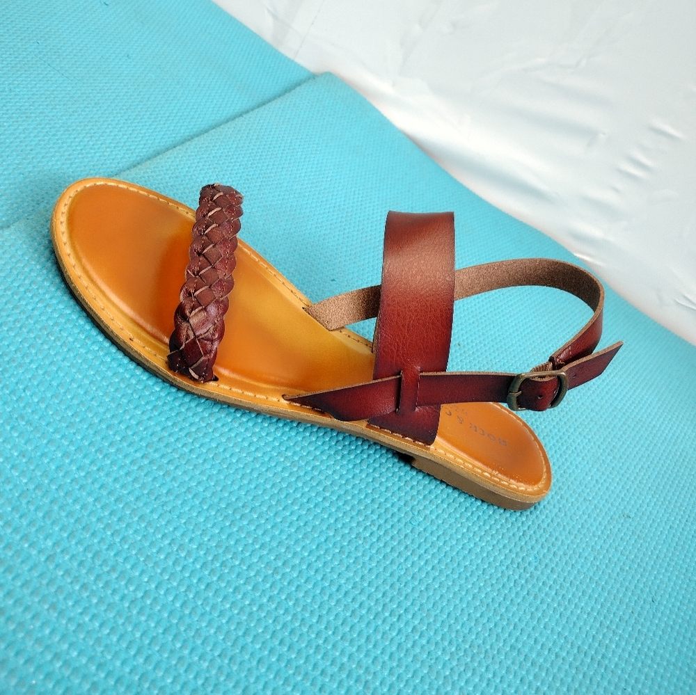 Rock & Candy by Zigi Berdie Strappy Braided Ankle Strap Flat Sandals 9.5